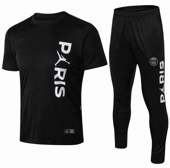 PSG 2018/19 Black T-Shirt + Pants Training Suit - Click Image to Close